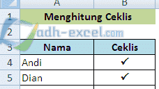 Cara Menghitung Jumlah Ceklis dan Check Box Dalam Excel Dengan Rumus COUNTIF