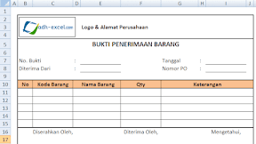 Fungsi dan Contoh Form Bukti Penerimaan Barang dalam Excel