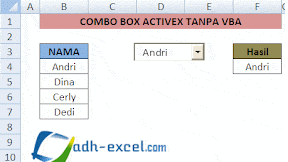 Membuat Combo Box Dengan ActiveX Control Tanpa VBA Dalam Excel