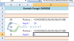 Cara Menggunakan Fungsi CHOOSE Untuk Mengambil Nilai Dari Daftar Argumen Dalam Excel Cara Menggunakan Fungsi CHOOSE Untuk Mengambil Nilai Dari Daftar Argumen Dalam Excel