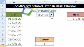 Membuat Combo Box Dengan Isi List dan Hasilnya Berbentuk Tanggal di Excel