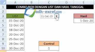 Combo Box Dengan Hasil Tanggal di Excel