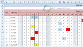Membuat Rekap Absensi Siswa Bulanan Dalam Excel
