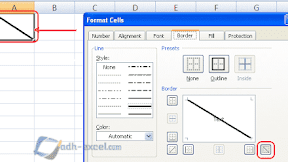 Cara Membuat Garis Diagonal atau Garis Potong Dalam Cell Excel