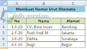 Membuat Nomor Otomatis Dengan Rumus ROWS Dalam Excel