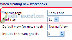 Mengubah Default Jenis Huruf, Ukuran Huruf dan Warna Garis Sheet Di Excel