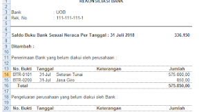 Rekonlisiasi Bank, Cara Membuat Laporan Rekon Bank Dengan Rumus Excel 