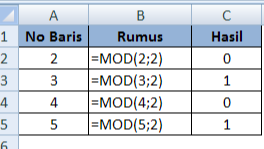 Mewarnai Tabel, Cara Kerja Rumus MOD dan ROW Untuk Mewarnai Baris/Kolom 