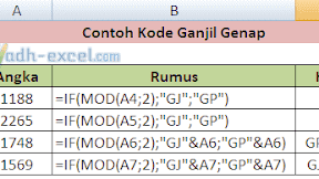 Membuat Kode Untuk Bilangan Ganjil dan Genap Dalam Excel