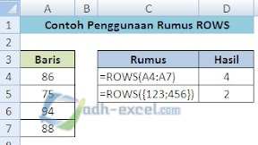 Rumus ROWS Di Excel Untuk Menghitung Jumlah Baris
