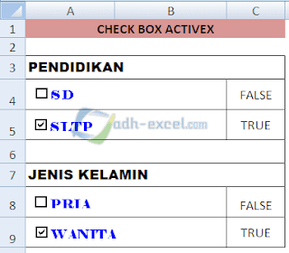 Check Box ActiveX Control Excel