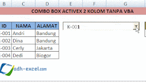 Membuat Combo Box 2 Kolom Tanpa VBA Dalam Excel