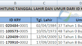 Rumus Menghitung Tanggal Lahir dan Umur Dari ID Karyawan