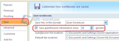 menyimpan file otomatis di excel
