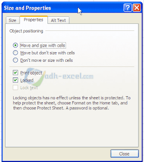 Size and Properties untuk Lock Gambar