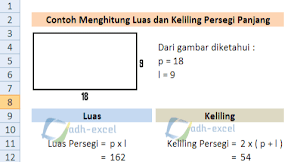 Cara Menghitung Luas dan Keliling Persegi Panjang Dengan Menggunakan Rumus Excel