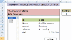 Membuat Profile dan Data Karyawan Dengan List Box Dalam Excel