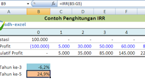Menghitung Tingkat Pengembalian Internal Dengan Rumus IRR Dalam Microsoft Excel 