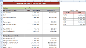 Cara Menghitung Pajak ( PPh 21 ) THR Dalam Excel