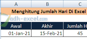 Cara Menghitung Jumlah Hari Di Excel