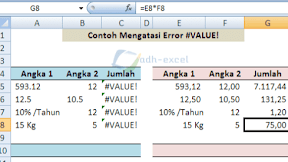 Sebab dan Cara Mengatasi Error #VALUE! Pada Saat Menggunakan Rumus Excel 