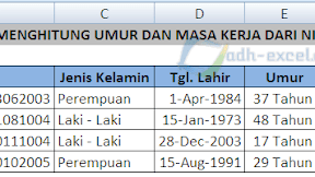 Rumus Menghitung Umur dan Masa Kerja Dari NIP PNS Dalam Excel