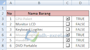 Membuat Daftar Belanja Dengan Checklist dan Conditional Formatting Dalam Excel 