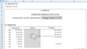 Contoh Form Stock Opname Kas di Excel