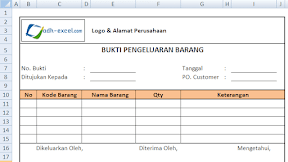 Fungsi dan Contoh Form Bukti Pengeluaran Barang Dalam Excel