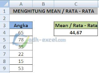 Menghitung MEAN di Excel