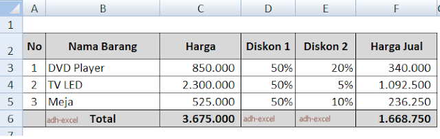 cara menghitung diskon dalam microsoft excel