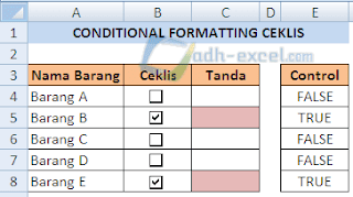adh- excel.com menandai daftar barang dengan ceklis dan conditional formatting