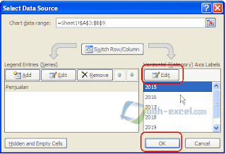 Setting data grafik Pie Excel