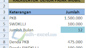Menghitung Denda Pajak Mobil Dalam Microsoft Excel
