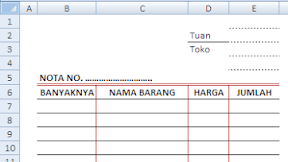 Contoh Form Nota Kontan Dalam Microsoft Excel