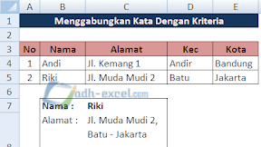Menggabungkan Beberapa Kata Dengan Syarat atau Kriteria di Excel
