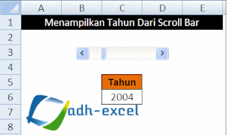 menampilkan tahun dari scroll bar excel