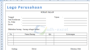 Fungsi dan Contoh Form Surat Jalan Dengan Menggunakan Excel