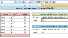 Cara Menggunakan Fungsi AVERAGEIF Untuk Mencari Nilai Rata - Rata Berdasarkan Kriteria Dalam Excel 