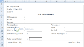 Fungsi dan Contoh Form Slip Uang Makan Dalam Excel