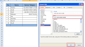 Membuat Format Otomatis Untuk Input Nomor Telepon Dalam Microsoft Excel
