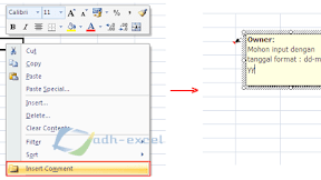 Membuat, Menampilkan dan Menghapus Komentar Dalam Cell Microsoft Excel