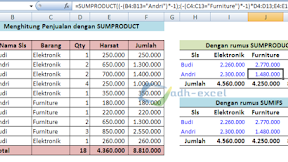 Membuat Laporan Penjualan Per Salesman Dengan Menggunakan Rumus SUMPRODUCT Dalam Excel