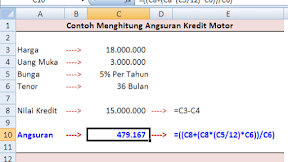 Rumus Excel Untuk Menghitung Bunga dan Angsuran Kredit Sepeda Motor