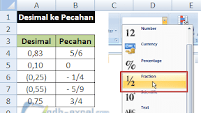 4 Cara Mengubah Desimal ke Pecahan di Microsoft Excel 