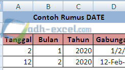 Rumus DATE Di Excel Untuk Menampilkan Tanggal Dari Tiga Nilai Terpisah
