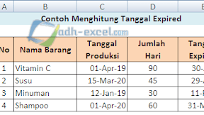 Rumus Excel Untuk Menghitung Tanggal Expired atau Tanggal Kadaluarsa Barang 