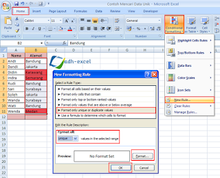 cara menemukan data unik dalam Excel