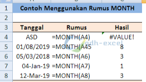 Cara Menggunakan Rumus MONTH Dalam Microsoft Excel