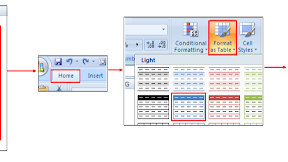 Format As Table, Mewarnai Baris/Kolom Tabel Dengan Format As Table